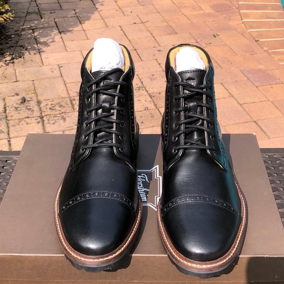 Florsheim Fenway Black Leather Brogue Cap Toe Boot - Picture 5 of 12